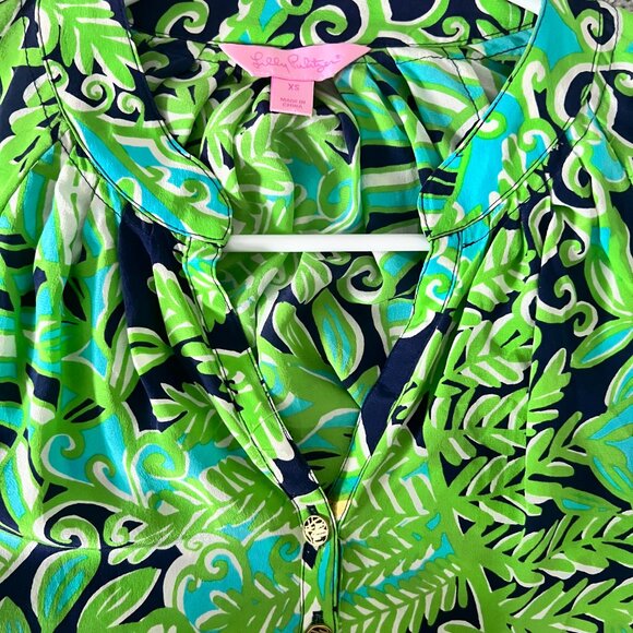 Lilly Pulitzer Elsa Silk Tropical Leaf Printed Top-  XS - Picture 2 of 2